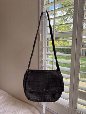 VTG Helen Kaminski Woven Leather Crossbody Shoulder Bag